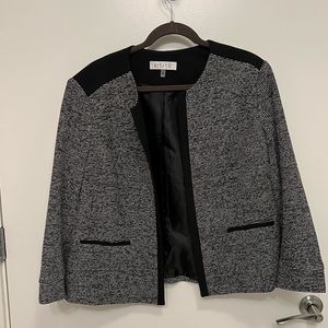 Kasper tweed grey and black open front jacket size 18